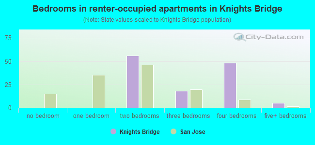 Bedrooms in renter-occupied apartments in Knights Bridge