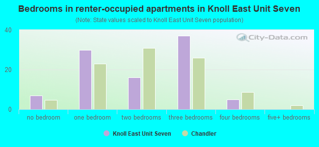 Bedrooms in renter-occupied apartments in Knoll East Unit Seven