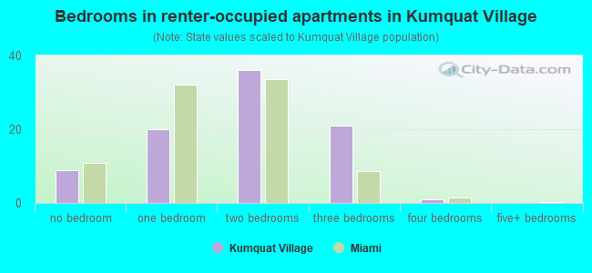 Bedrooms in renter-occupied apartments in Kumquat Village