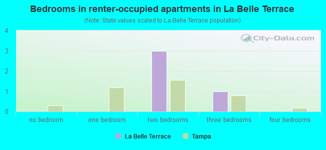 Bedrooms in renter-occupied apartments in La Belle Terrace