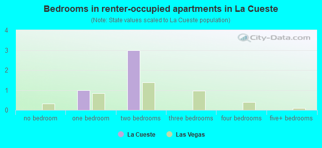 Bedrooms in renter-occupied apartments in La Cueste