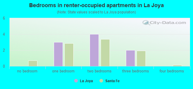 Bedrooms in renter-occupied apartments in La Joya