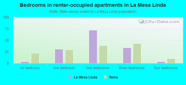Bedrooms in renter-occupied apartments in La Mesa Linda