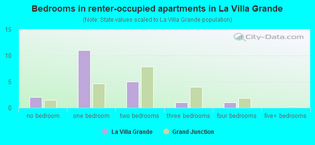 Bedrooms in renter-occupied apartments in La Villa Grande