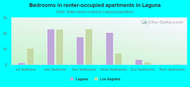 Bedrooms in renter-occupied apartments in Laguna