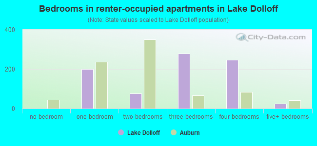 Bedrooms in renter-occupied apartments in Lake Dolloff