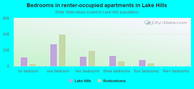 Bedrooms in renter-occupied apartments in Lake Hills