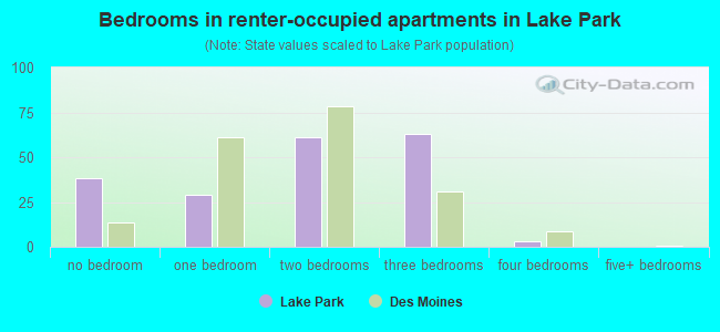 Bedrooms in renter-occupied apartments in Lake Park