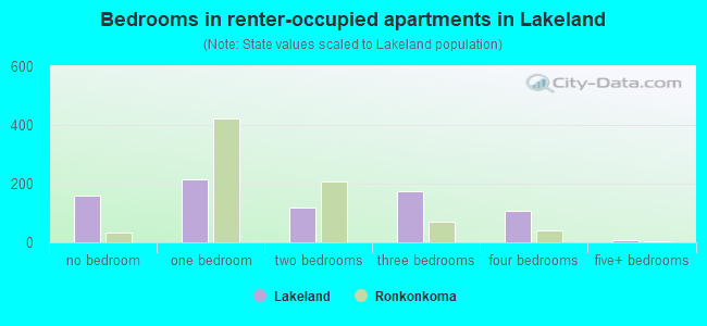 Bedrooms in renter-occupied apartments in Lakeland