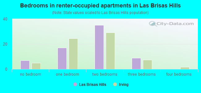 Bedrooms in renter-occupied apartments in Las Brisas Hills