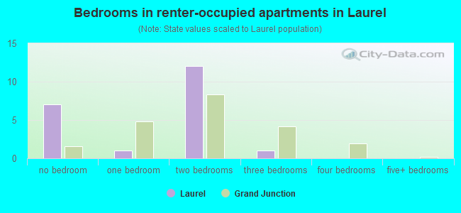 Bedrooms in renter-occupied apartments in Laurel