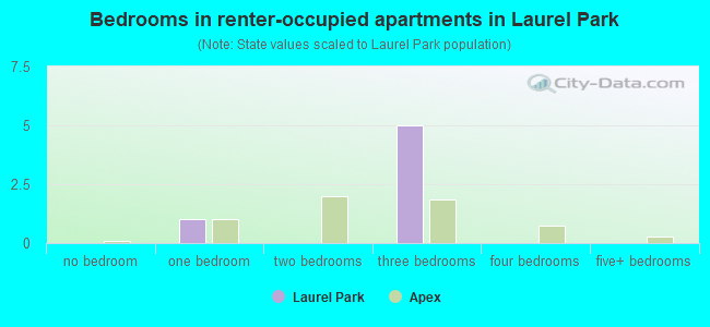 Bedrooms in renter-occupied apartments in Laurel Park
