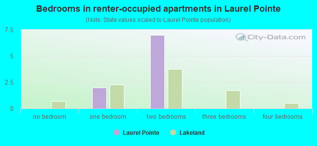 Bedrooms in renter-occupied apartments in Laurel Pointe