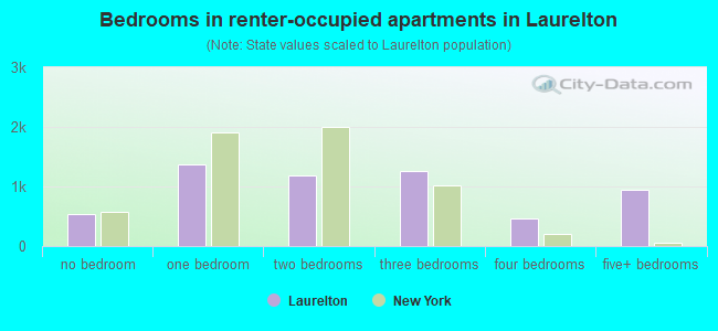 Bedrooms in renter-occupied apartments in Laurelton