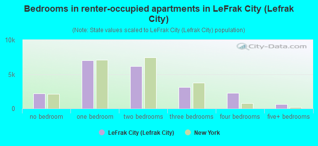 Bedrooms in renter-occupied apartments in LeFrak City (Lefrak City)
