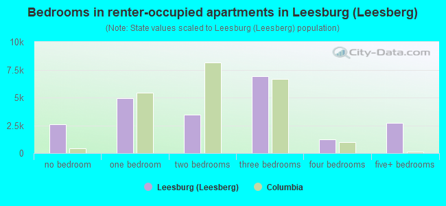 Bedrooms in renter-occupied apartments in Leesburg (Leesberg)