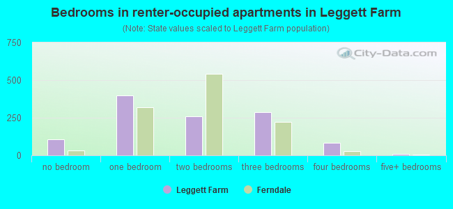 Bedrooms in renter-occupied apartments in Leggett Farm