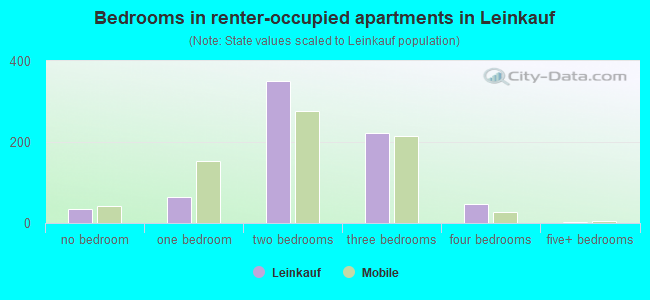 Bedrooms in renter-occupied apartments in Leinkauf