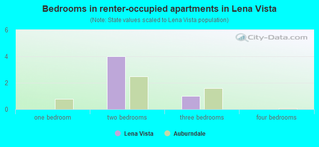 Bedrooms in renter-occupied apartments in Lena Vista