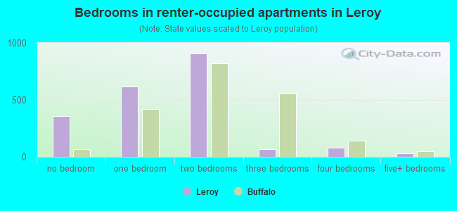 Bedrooms in renter-occupied apartments in Leroy