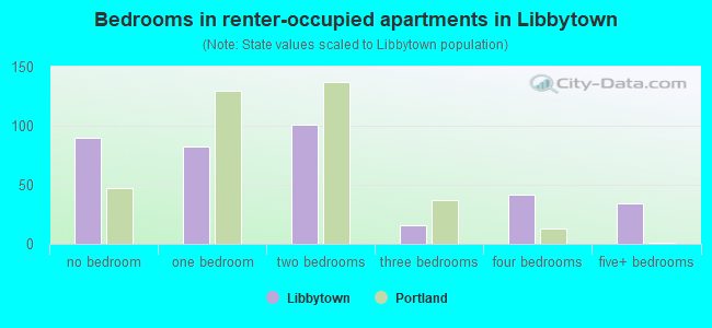 Bedrooms in renter-occupied apartments in Libbytown