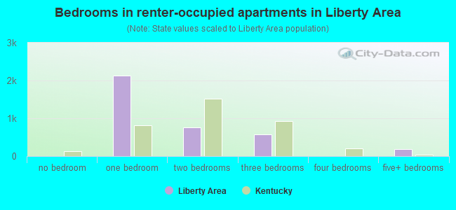 Bedrooms in renter-occupied apartments in Liberty Area