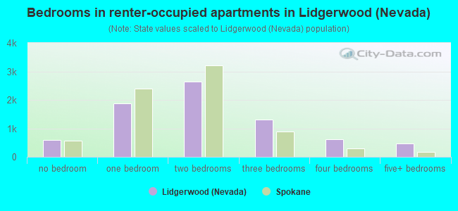 Bedrooms in renter-occupied apartments in Lidgerwood (Nevada)