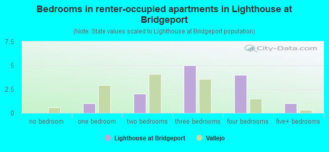 Bedrooms in renter-occupied apartments in Lighthouse at Bridgeport