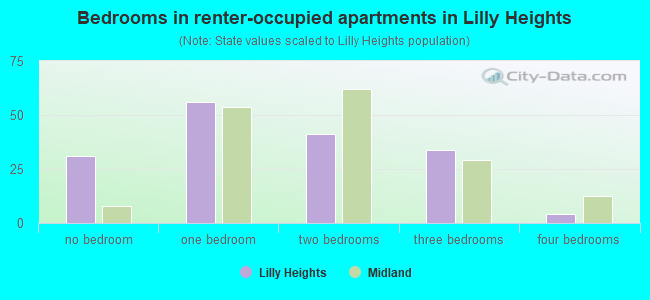 Bedrooms in renter-occupied apartments in Lilly Heights