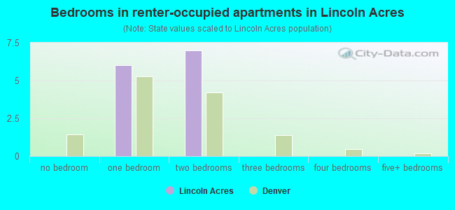 Bedrooms in renter-occupied apartments in Lincoln Acres