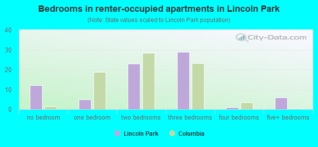 Bedrooms in renter-occupied apartments in Lincoln Park