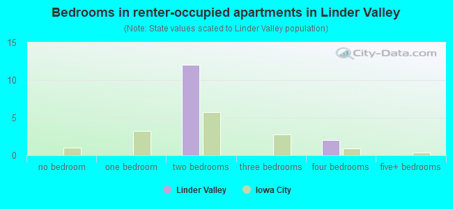 Bedrooms in renter-occupied apartments in Linder Valley