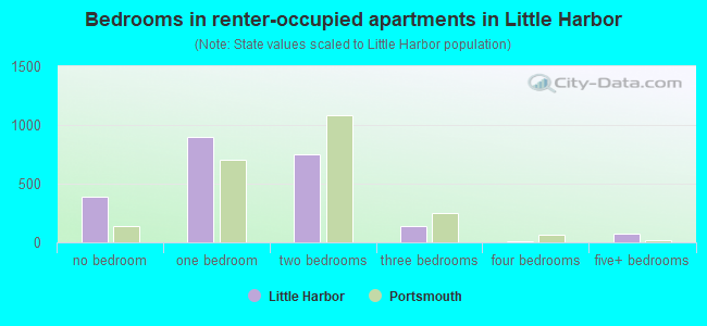 Bedrooms in renter-occupied apartments in Little Harbor