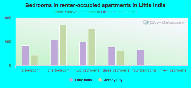 Bedrooms in renter-occupied apartments in Little India