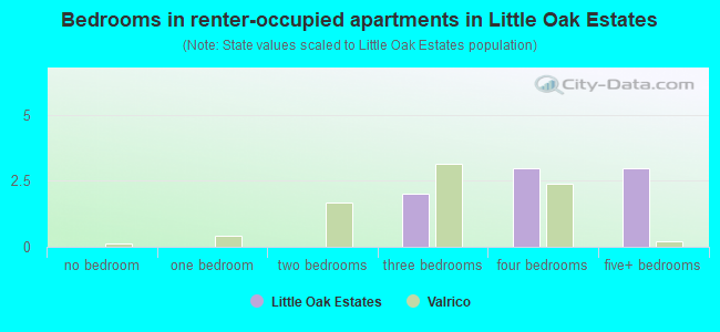Bedrooms in renter-occupied apartments in Little Oak Estates