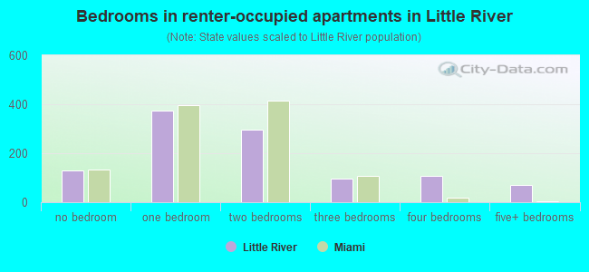 Bedrooms in renter-occupied apartments in Little River