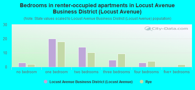 Bedrooms in renter-occupied apartments in Locust Avenue Business District (Locust Avenue)
