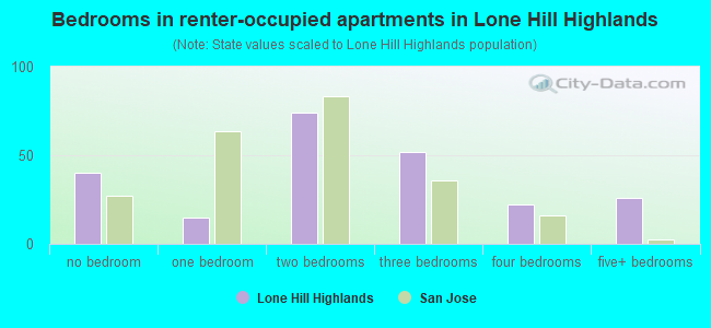 Bedrooms in renter-occupied apartments in Lone Hill Highlands