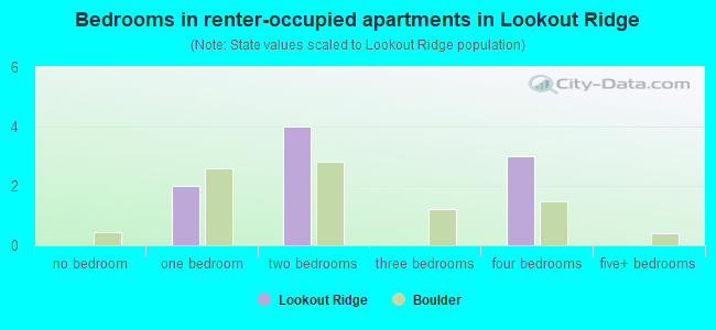 Bedrooms in renter-occupied apartments in Lookout Ridge