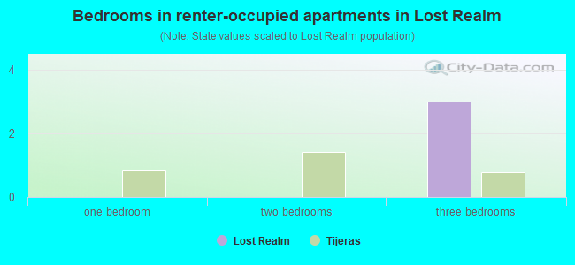 Bedrooms in renter-occupied apartments in Lost Realm