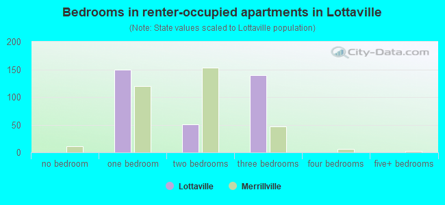 Bedrooms in renter-occupied apartments in Lottaville