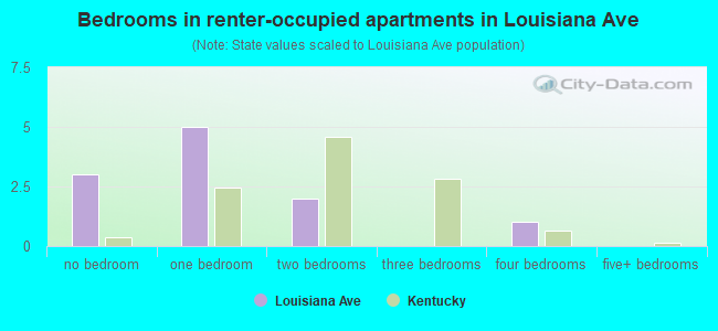 Bedrooms in renter-occupied apartments in Louisiana Ave