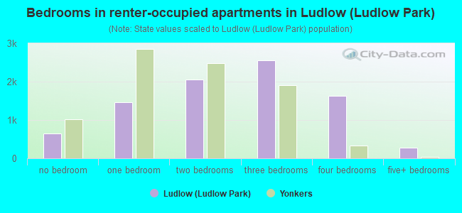 Bedrooms in renter-occupied apartments in Ludlow (Ludlow Park)