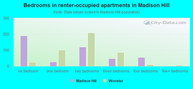 Bedrooms in renter-occupied apartments in Madison Hill