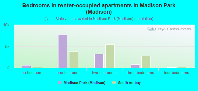 Bedrooms in renter-occupied apartments in Madison Park (Madison)