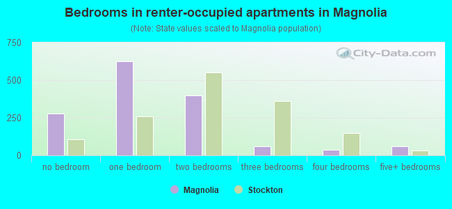 Bedrooms in renter-occupied apartments in Magnolia