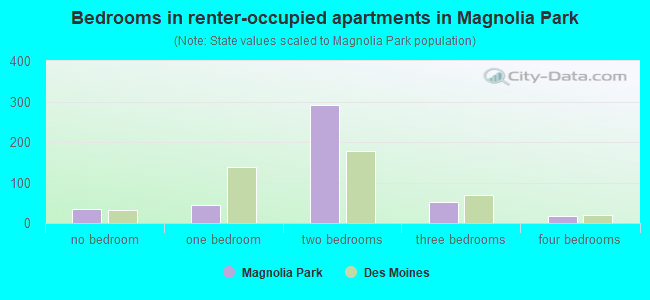 Bedrooms in renter-occupied apartments in Magnolia Park
