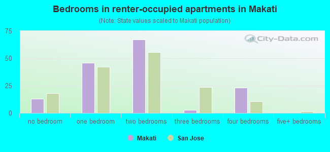Bedrooms in renter-occupied apartments in Makati
