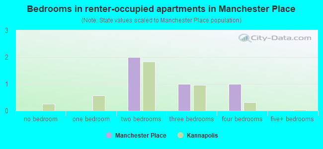 Bedrooms in renter-occupied apartments in Manchester Place