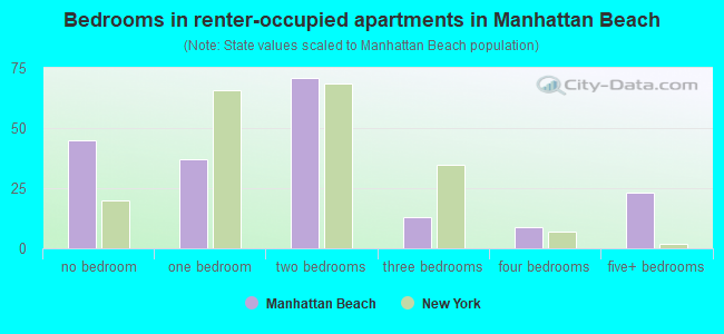 Bedrooms in renter-occupied apartments in Manhattan Beach